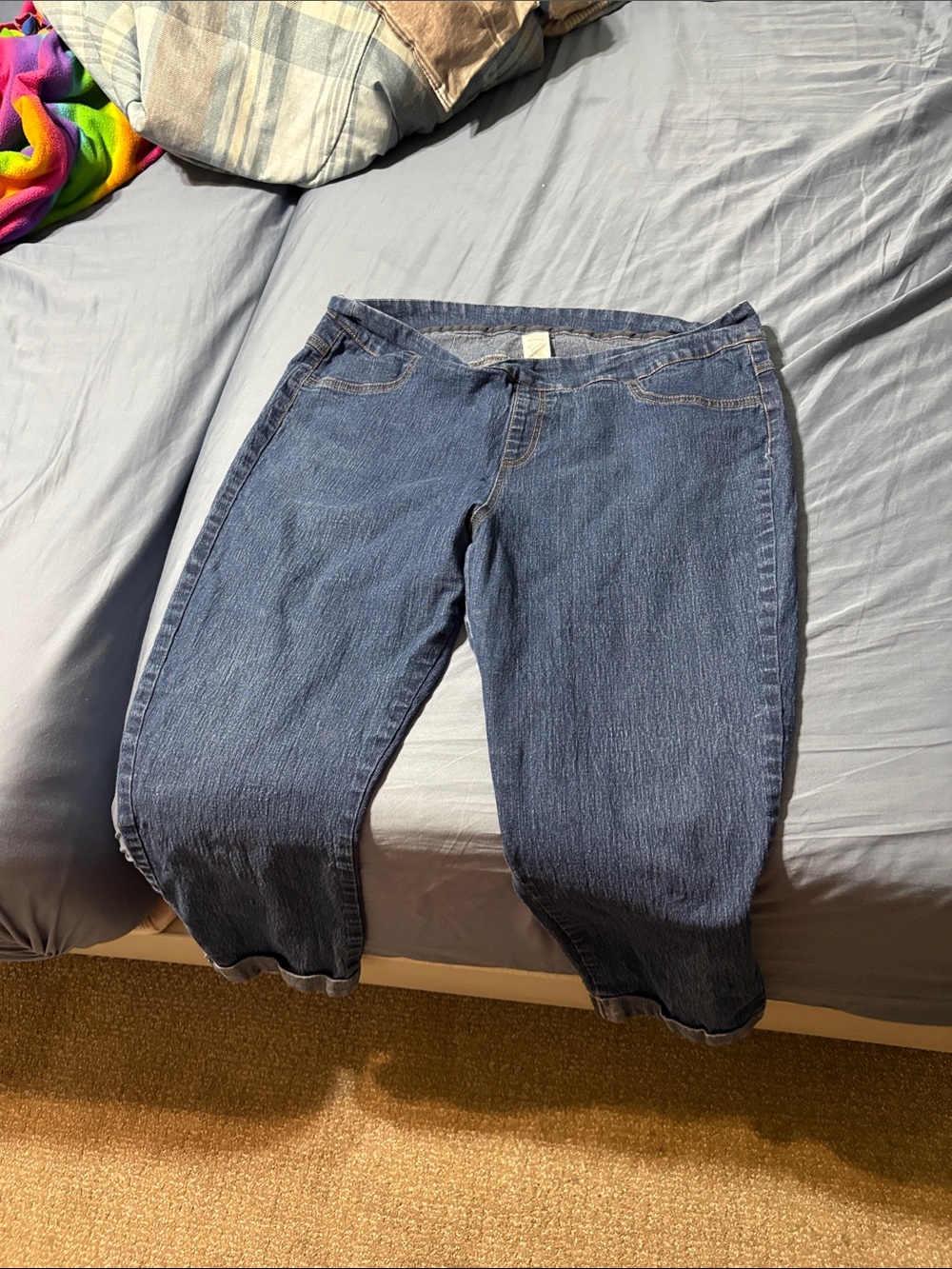 Avon Dark Blue Cropped Women’s Jeans elastic waist and stretch jeans XL 14/16 - Picture 1 of 5
